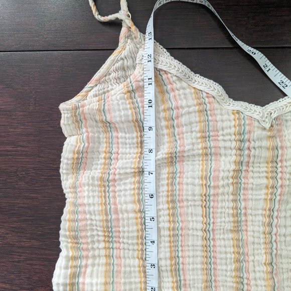 Aerie Multicolor Striped Gauzy Surplice Back Cropped Cami Tank Size L - Picture 7 of 8
